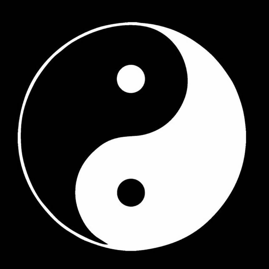 Adesivo Jin Jang 3S ON Yin Yang Branco para Carro e Moto - Decoração Exclusiva