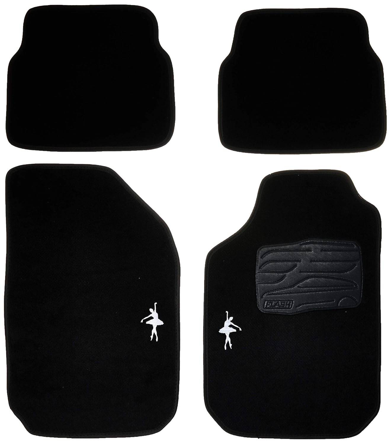 Tapete de Carpete Universal 4 Peças Preto - Design Exclusivo Bailarina