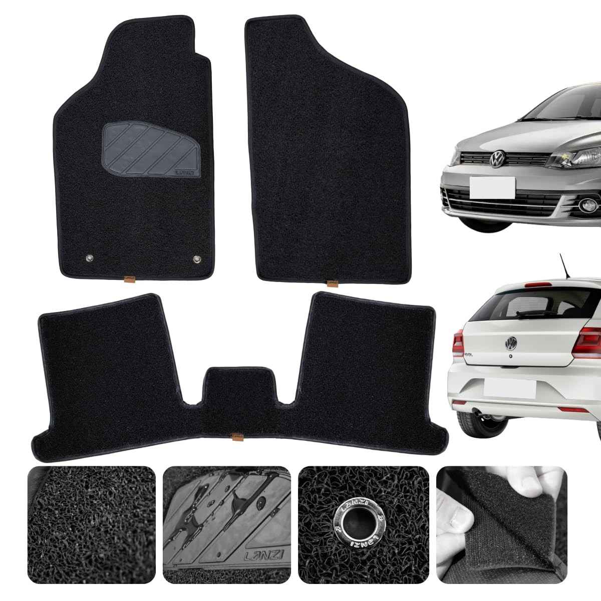 Jogo de Tapetes Automotivos Emborrachados Premium para Gol G7 e G8 - Impermeável e Design Exclusivo