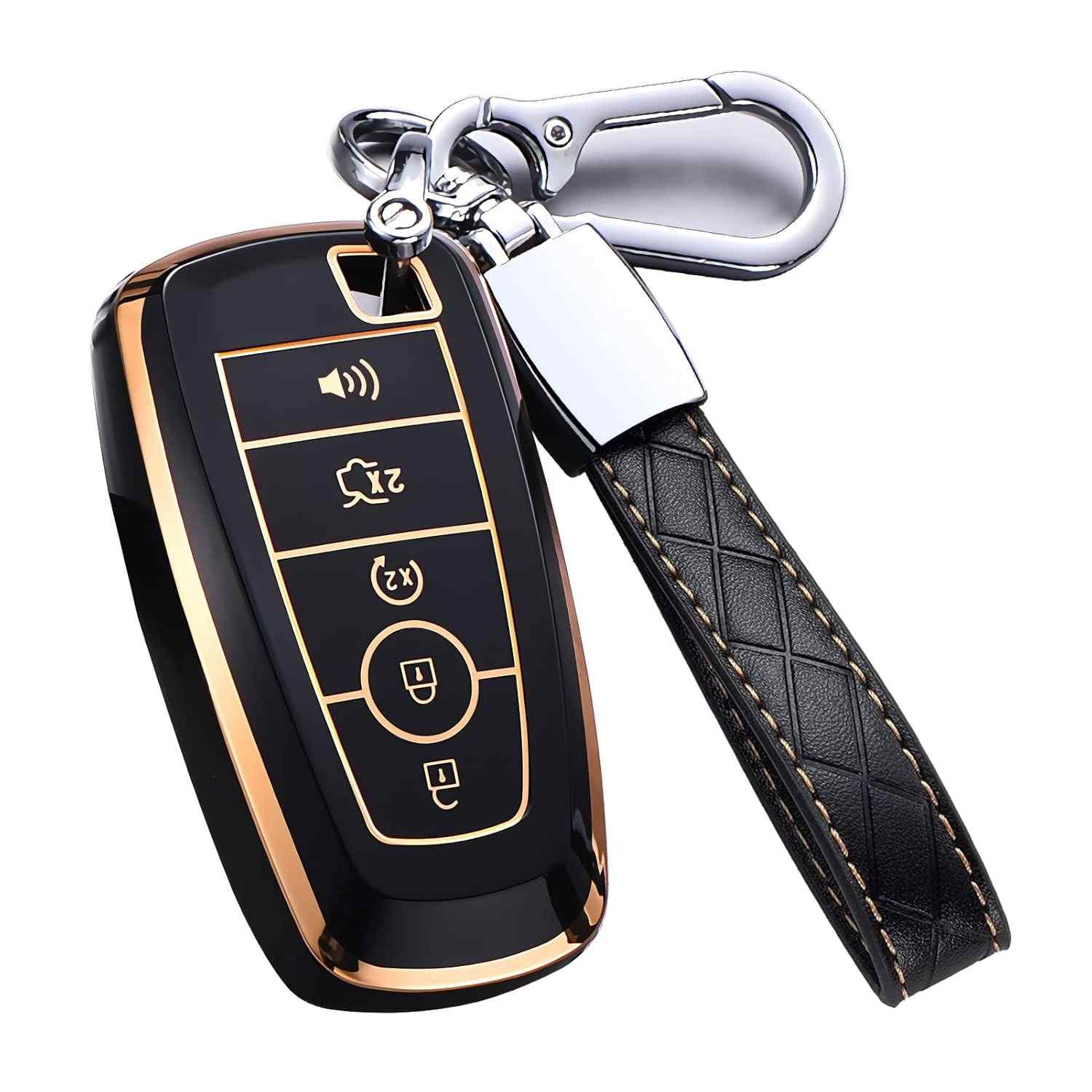 Capa Premium TPU para Chave Ford Explorer, Bronco, Ranger, Mustang e Lincoln com Chaveiro Elegante - Proteção Completa (Preto)