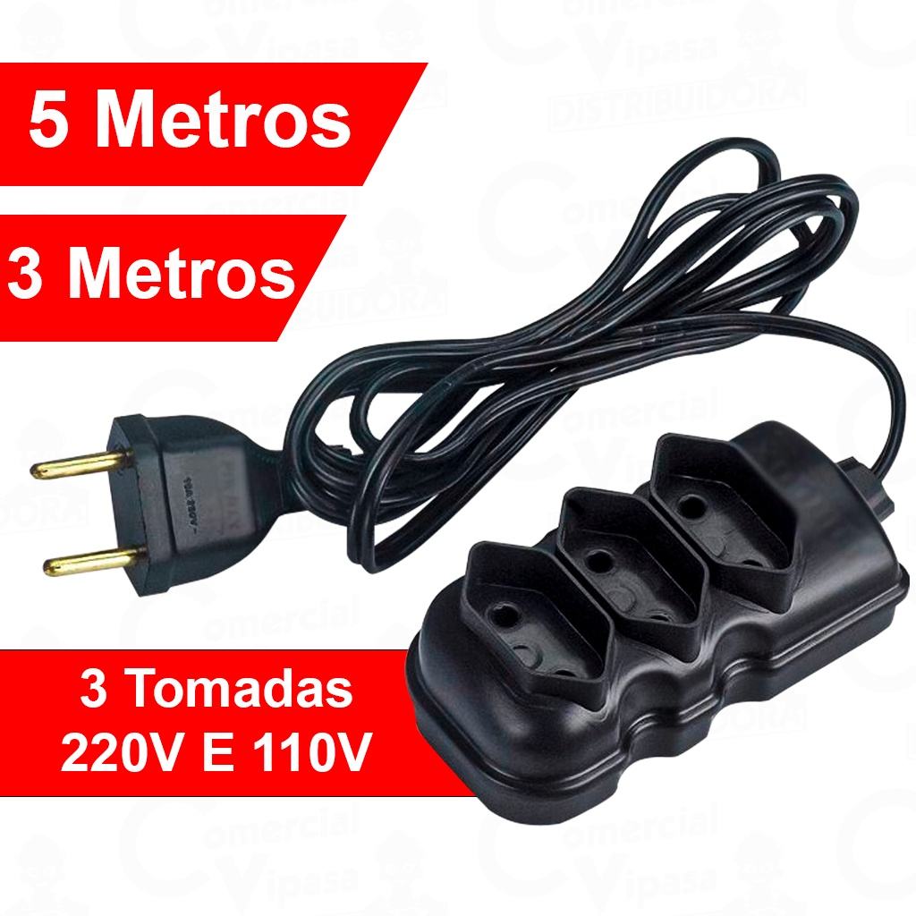 Extensão Elétrica 3 Tomadas: 3 ou 5m!