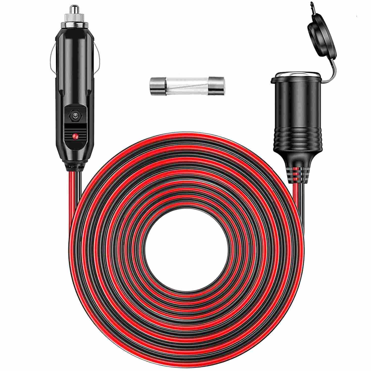 Cabo Extensor Isqueiro 12V/24V 3m RWUJILONG com LED - Potência e Segurança para Seu Veículo