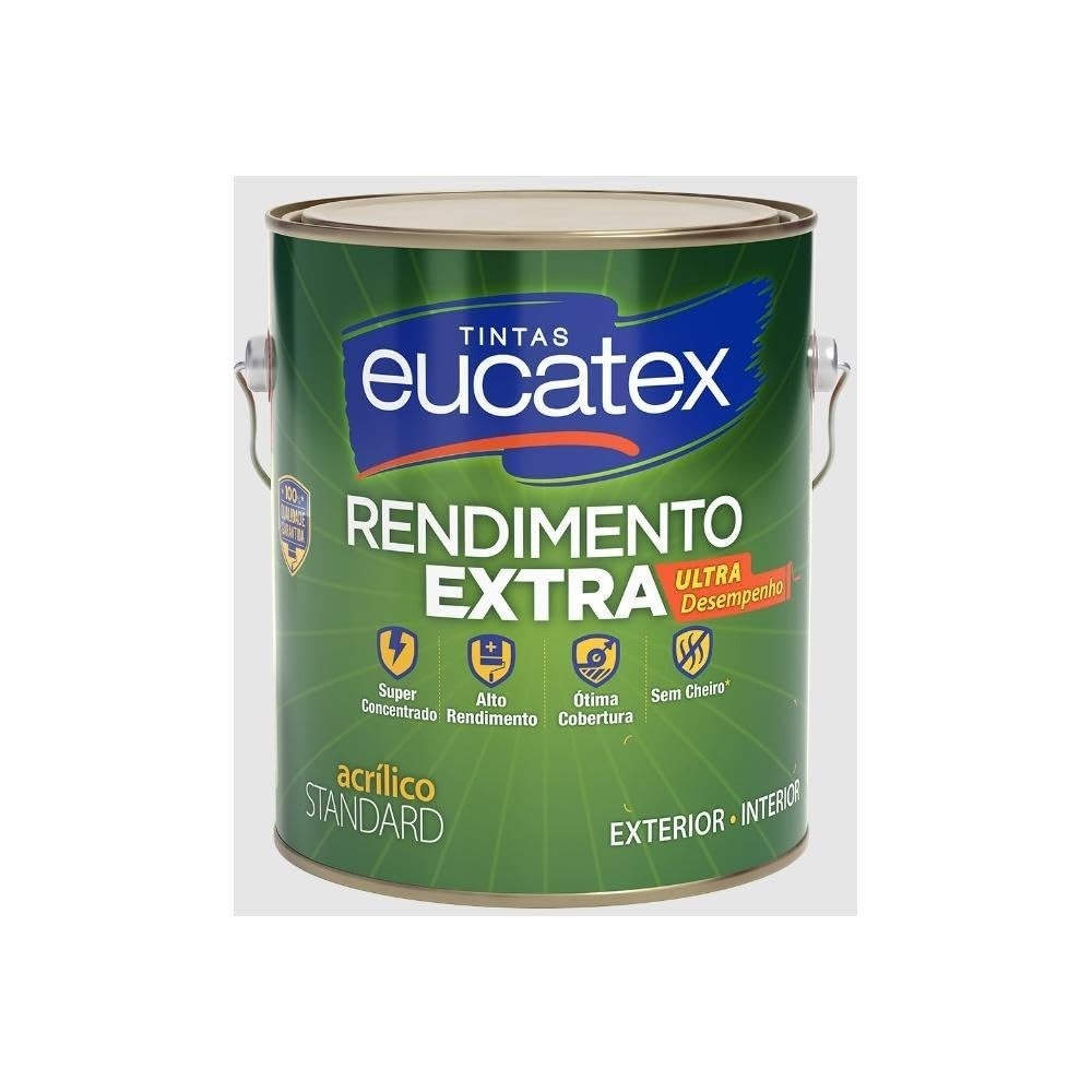 Tinta Acrílica Rendimento Extra 3,6L Eucatex Azul Praia - Alta Cobertura e Durabilidade