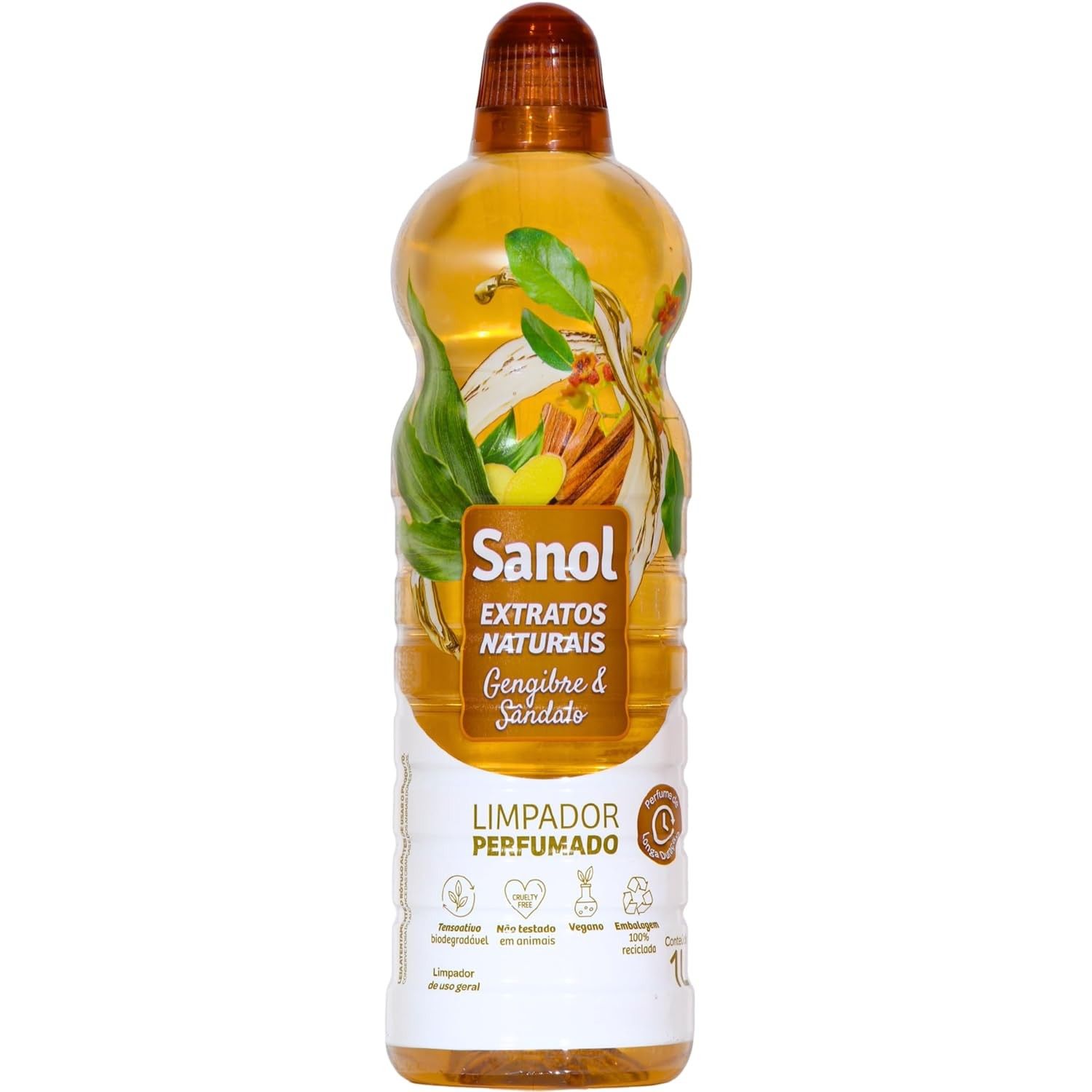 Sanol Limpador Perfumado Extratos Naturais Gengibre & Sândalo 1L - Limpeza Eficaz com Fragrância Sofisticada