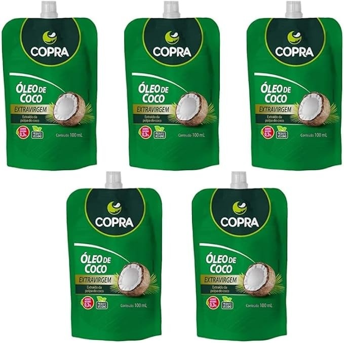 Kit 5 Pouchs de Óleo de Coco Extravirgem de 100mL cada - Copra