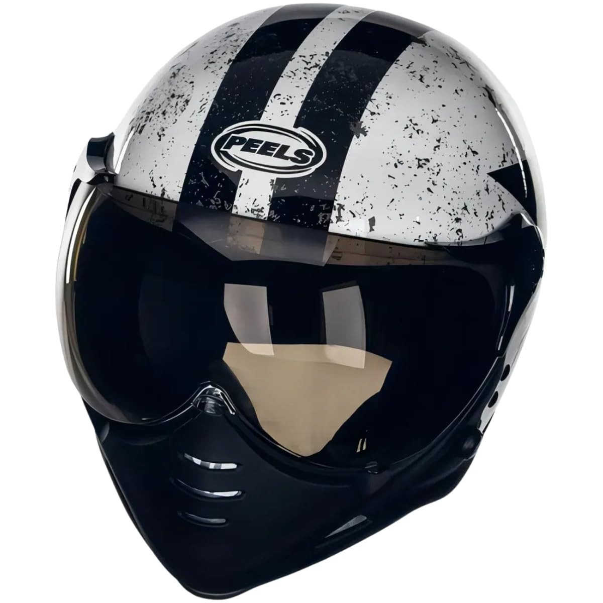 Capacete Aberto Peels F-21 Old Tank Branco/Preto 58: Estilo e Segurança para Sua Moto