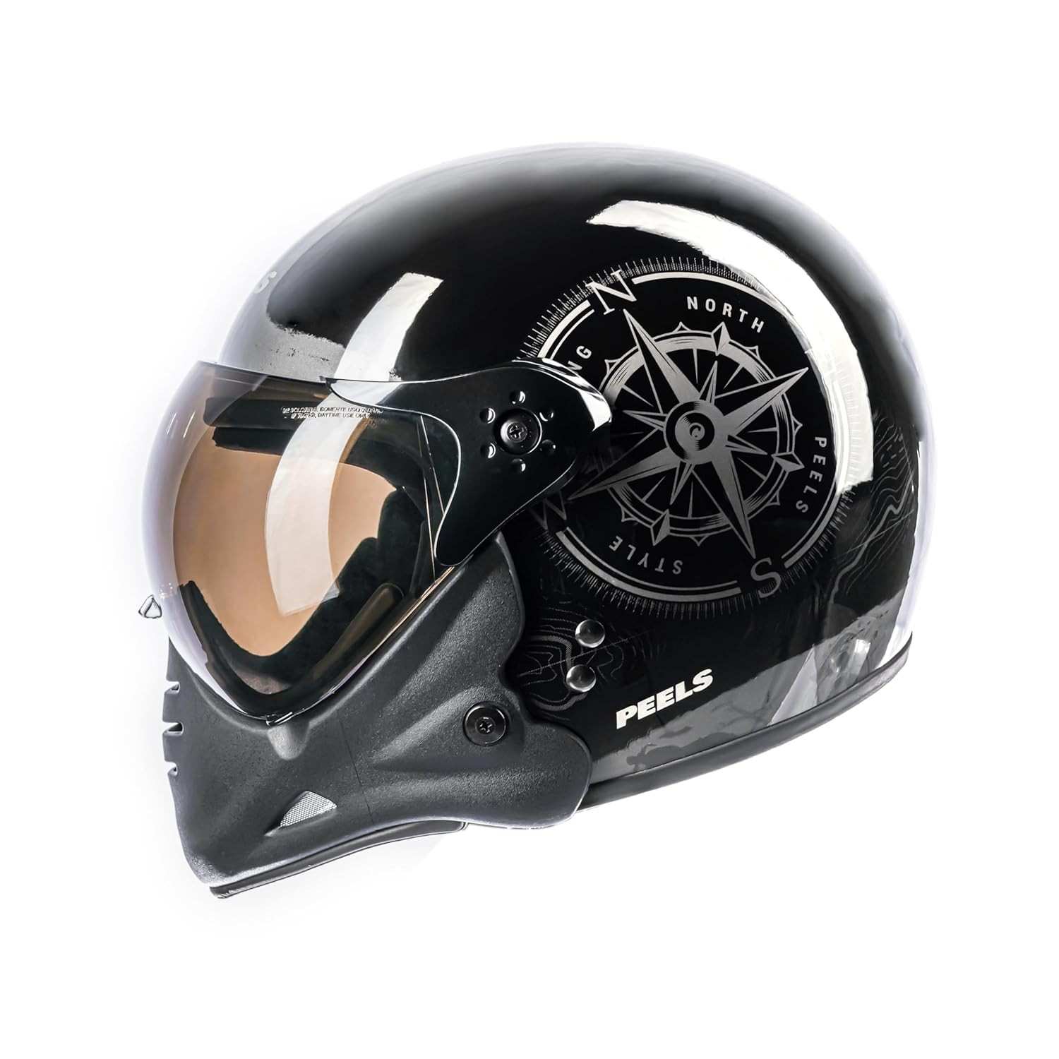 Capacete Aberto Peels F-21 North Preto/Grafite com Queixeira Removível - Segurança e Estilo para Sua Moto