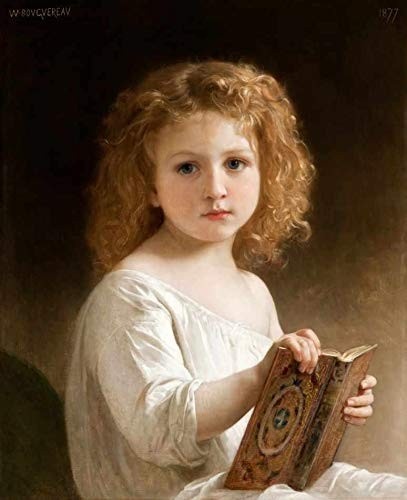 Tela Canvas com Arte de William Bouguereau - O Livro de Fábulas (1877) - 30x37 cm