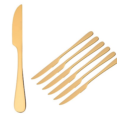 Faca de Churrasco Dourada: Elegância e Corte Perfeito