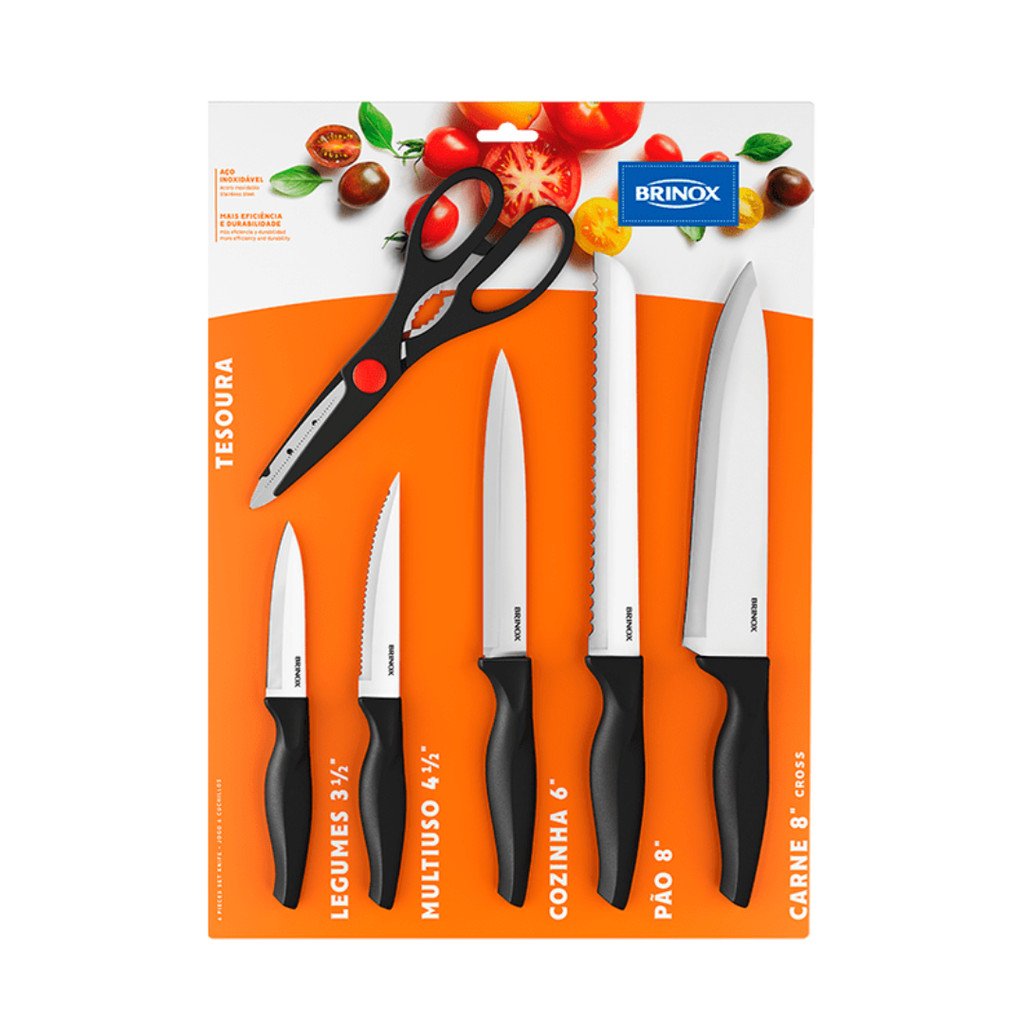 Facas Brinox Cross: Kit 6 Peças para Sua Cozinha