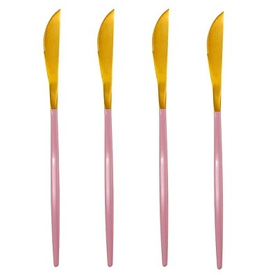 Facas de Mesa Dourado e Rosa: Elegância Lady