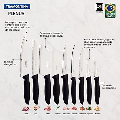 Facas Tramontina Plenus: Jogo 9 Peças Inox Essencial