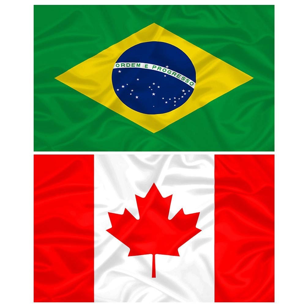 Bandeira Dupla Face do Canadá + Brasil 145x90cm - Resistente com Ilhós | Marca Minha Bandeira