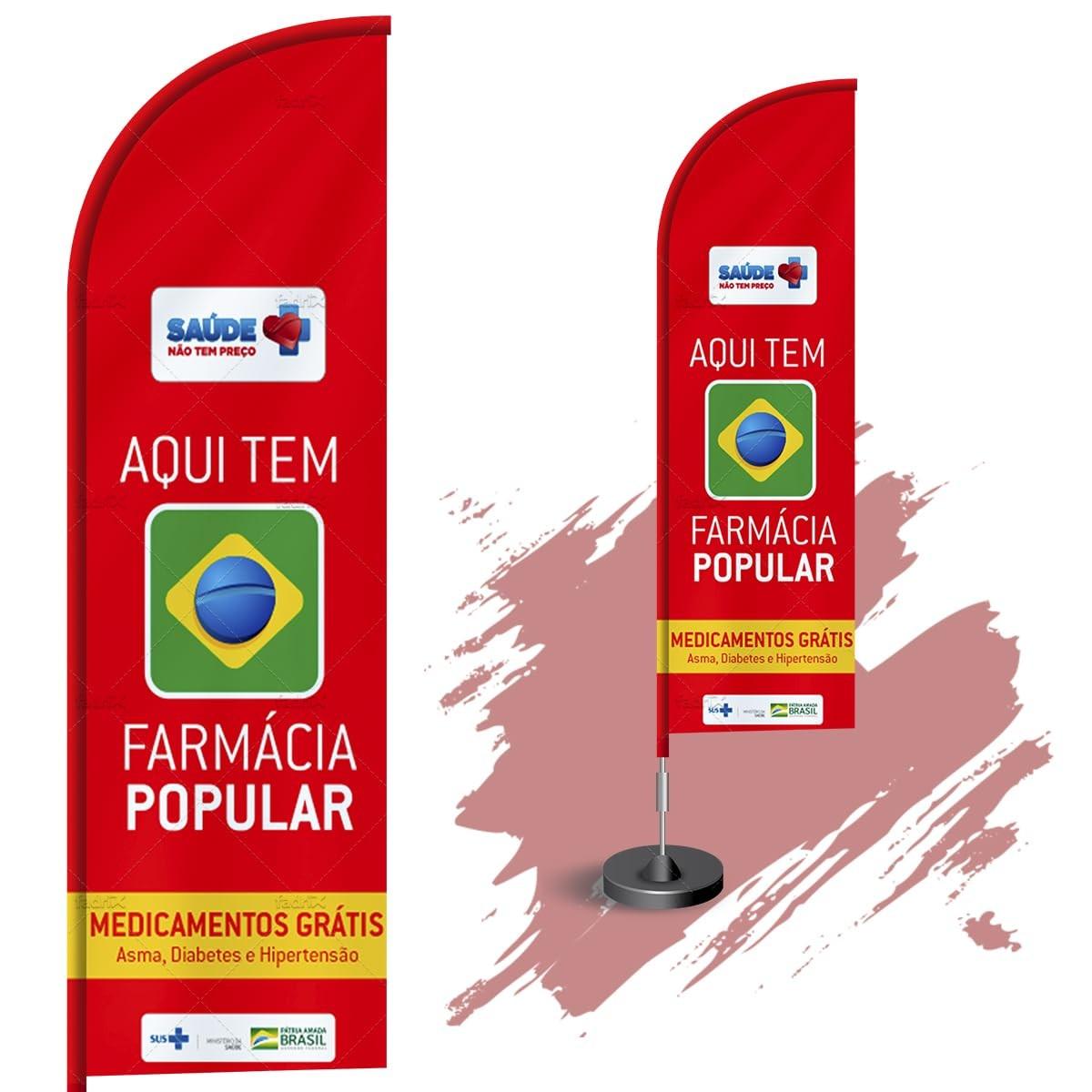 Wind Banner Dupla Face 3m - Sistema Completo para Sinalização de Farmácia Popular