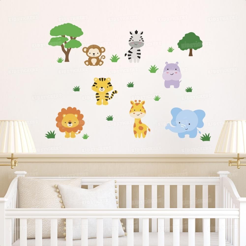 Kit Adesivos Decorativos Infantil Safari - Laváveis, Seguros e Fáceis de Aplicar para Decoração do Quarto Kids