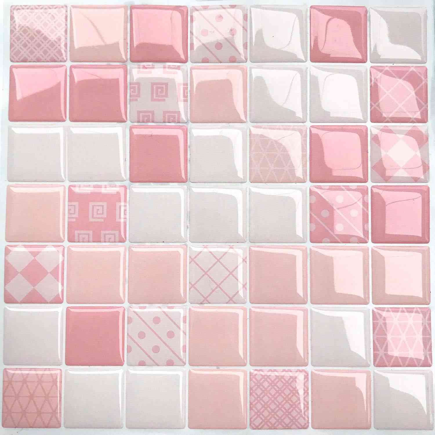 Pastilha Adesiva Resinada Rosa - Kit 4 Placas P222clb | Revestimento Fácil e Elegante
