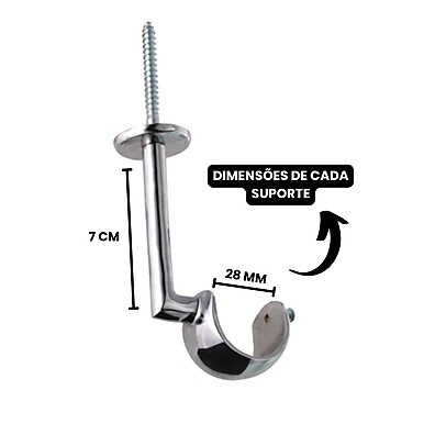 Suporte de Cortina 28mm: Kit 3 para Teto + Instalação Fácil!