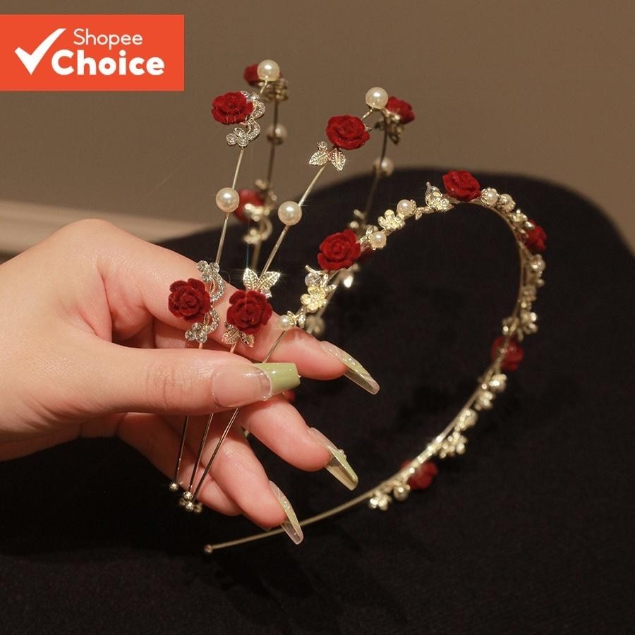 Faixa de Cabelo Flor Vermelha: Charme e Brilho