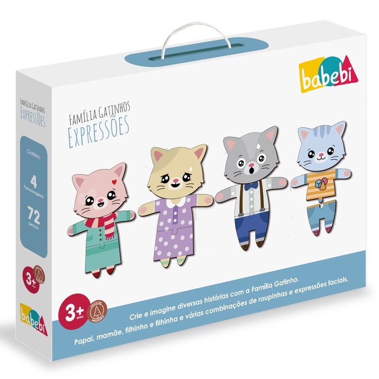 familia-gatinhos-expressoes-diversao-em-madeira