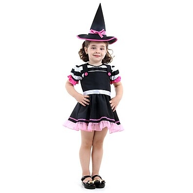 Fantasia Bruxa Rosa Bebê: Halloween Mágico!