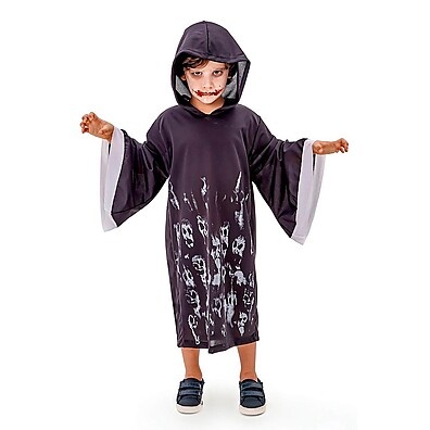Fantasia Halloween Infantil: Túnica Preta e Caveiras 💀