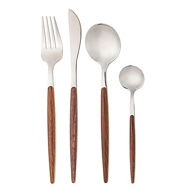 Faqueiro 24 Peças Lyor Organic: Elegância com Aço Inox e Cabo Estampa