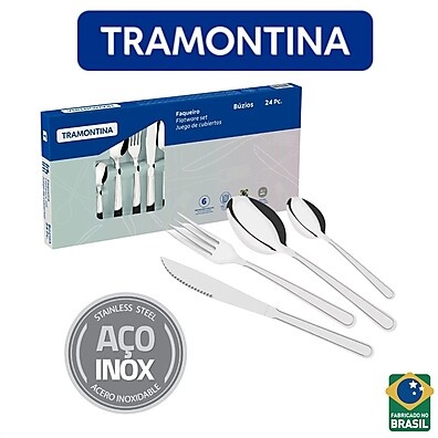 Faqueiro Tramontina Búzios: 24 Peças em Aço Inox