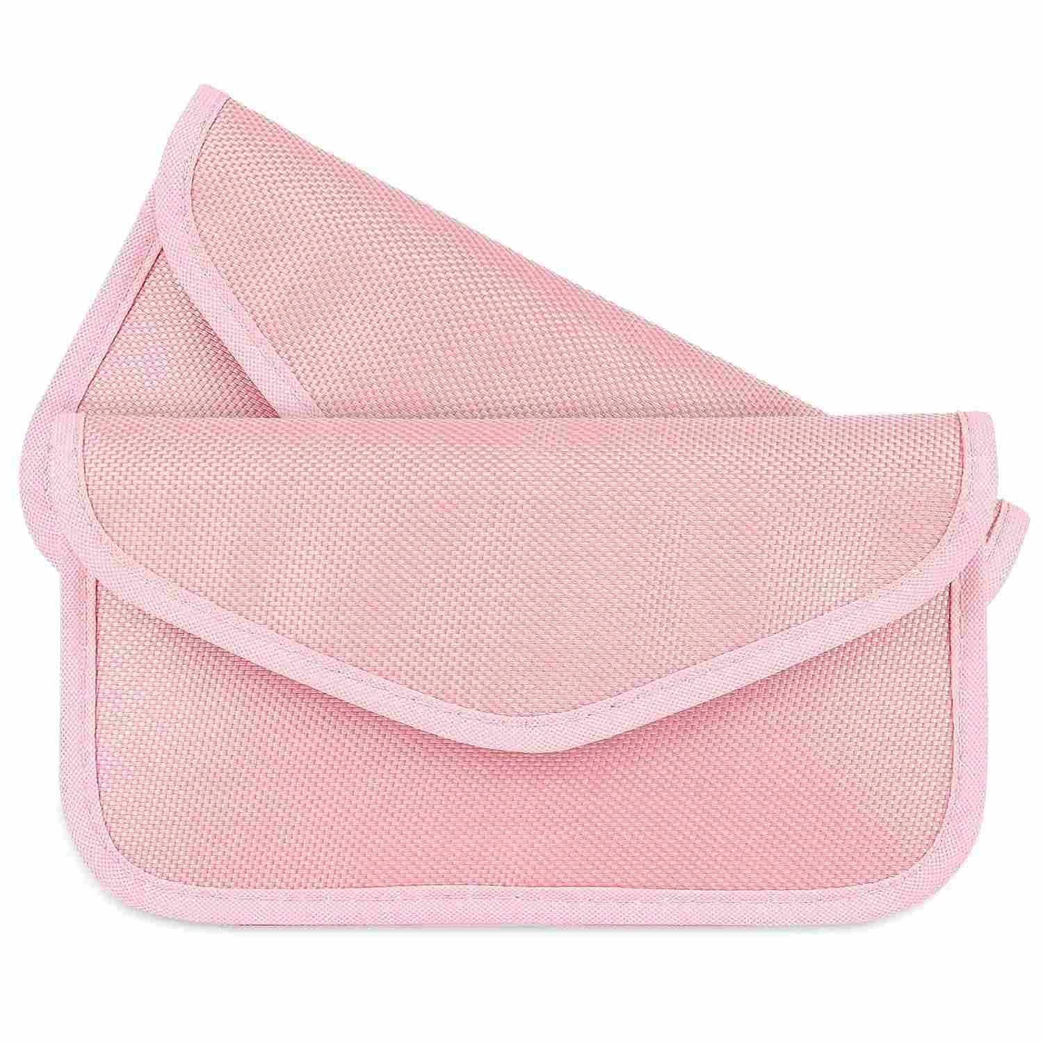 Bolsa Faraday Dupla Bloqueio RFID para Celular e Chave de Carro - Proteção Total de Privacidade (Rosa)