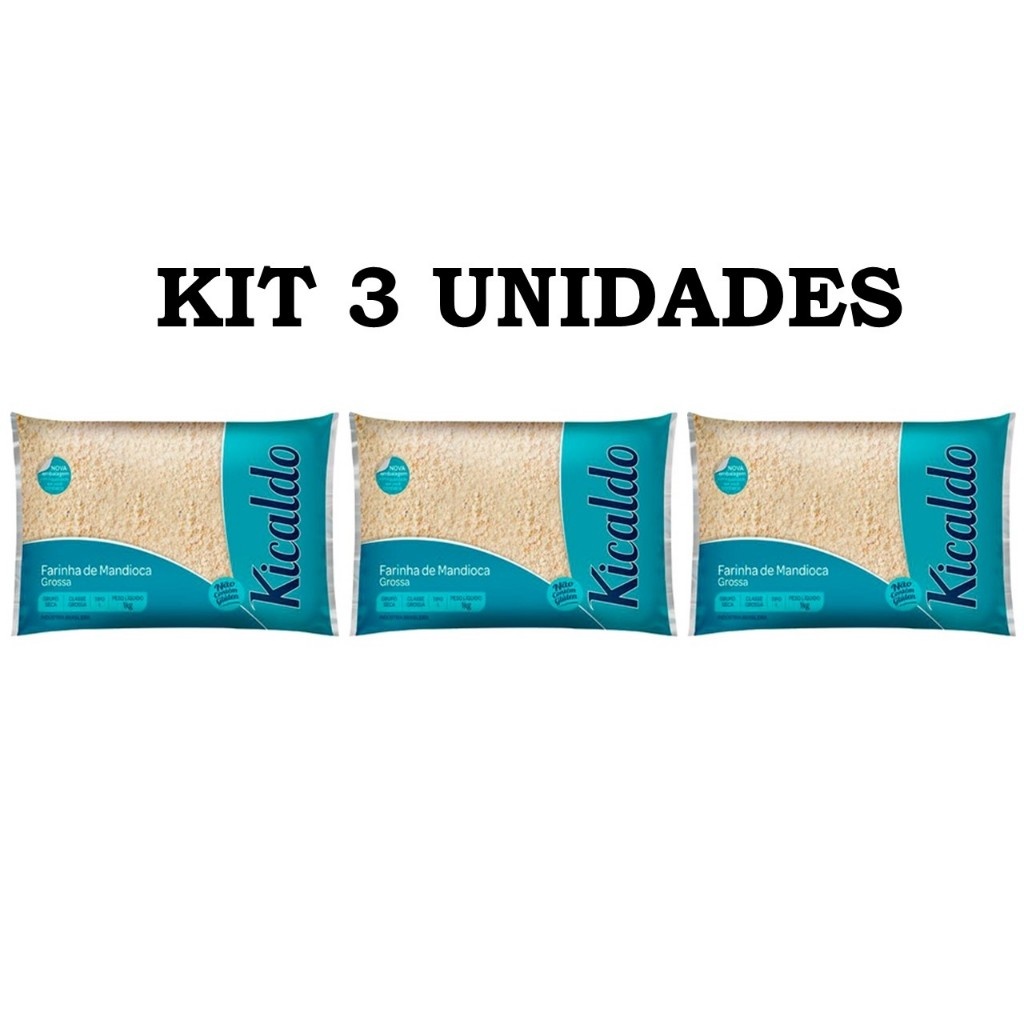 Farinha de Mandioca Grossa Kicaldo: Kit 3x1kg