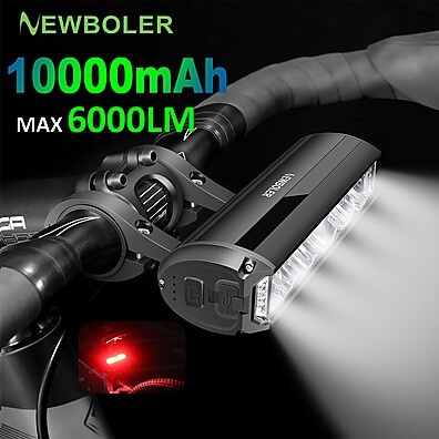 Farol Bike NEWBOLER: 6000 Lúmens e 10000mAh