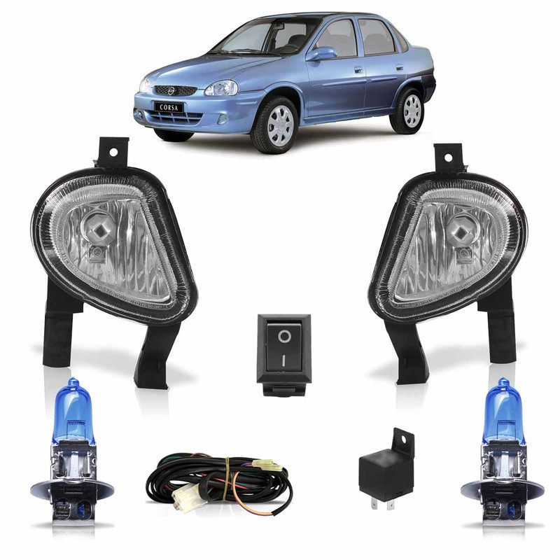 Farol de Milha Corsa Sedan: Kit Completo H3 (2000-2002)