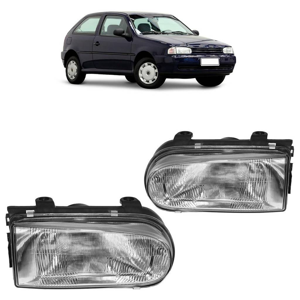 Farol Dianteiro Gol G2 1995-1999: Foco Simples com Máscara Cromada