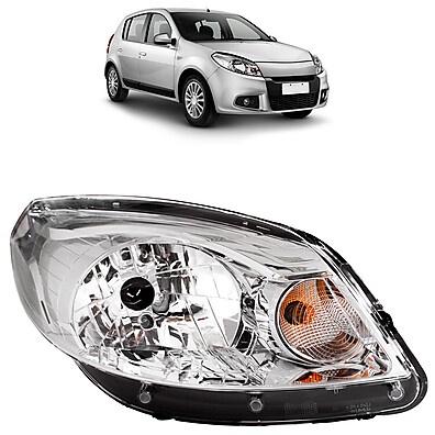 Farol Dianteiro Sandero 2012 2013 2014 – Máscara Cromada