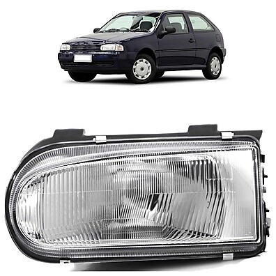 Farol Gol G2 95-99: Máscara Cromada e Lente Estriada