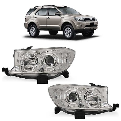 Farol Hilux SW4 2009-2011: Máscara Cromada + Lente Lisa