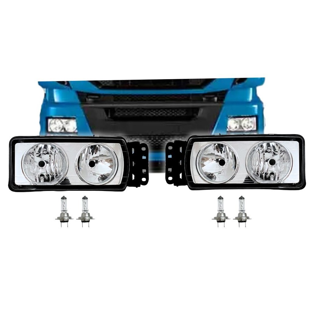 Farol Iveco Stralis/Tector: Kit Completo Cromado