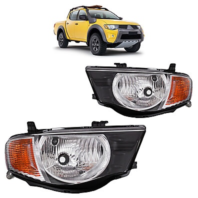 Farolete L200 Triton 2008-2011 com Máscara Negra e Pisca Âmbar