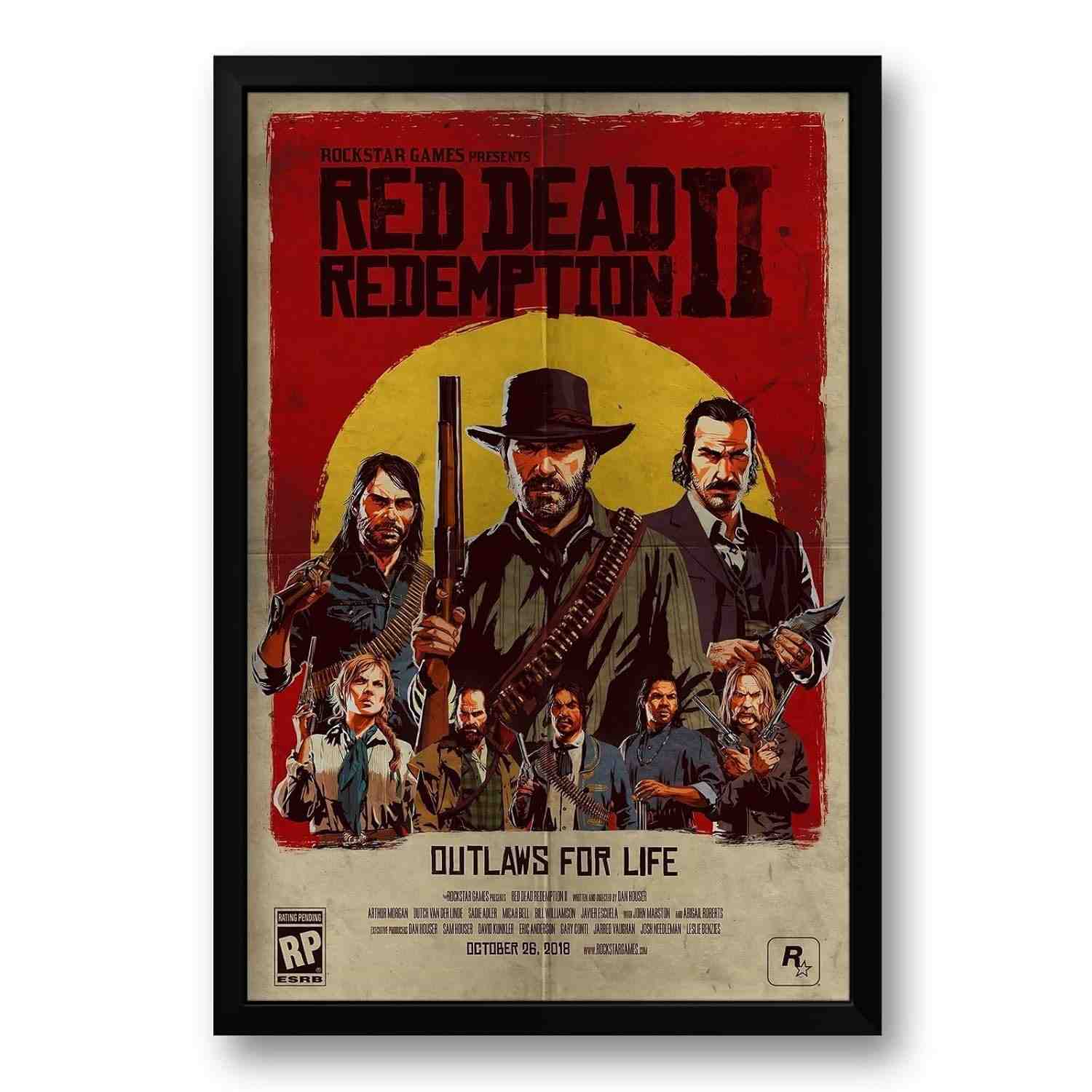Quadro Red Dead Redemption 2 40x60cm - Arte Premium para Fãs do Jogo