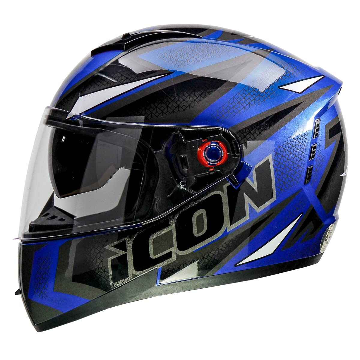 Capacete Fechado Icon Fast Azul Metálico e Branco - Segurança e Estilo para sua Moto