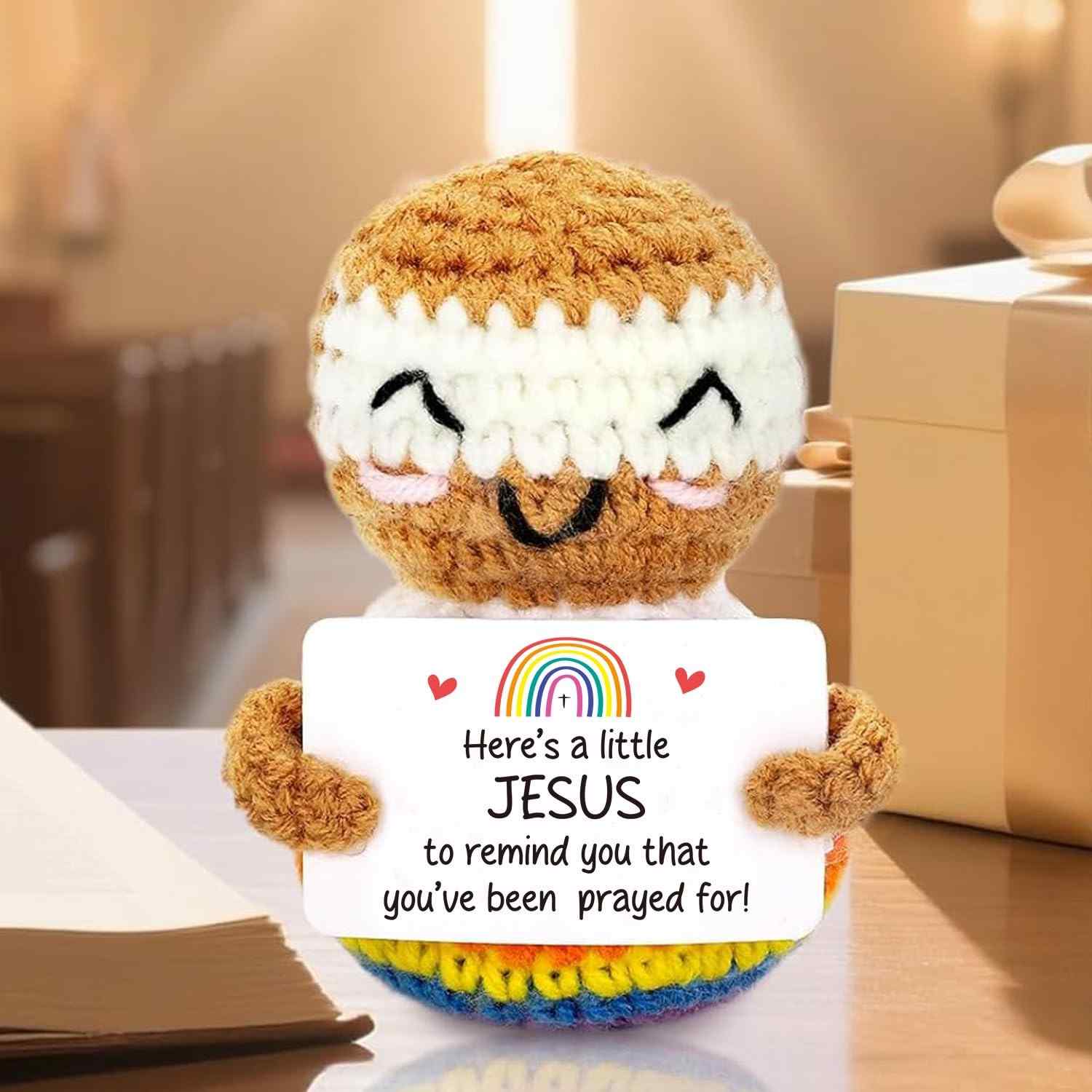 Mini Jesus de Crochê Fofo - Presente Inspirador de Fé e Encorajamento para Mulheres, Homens e Amigos