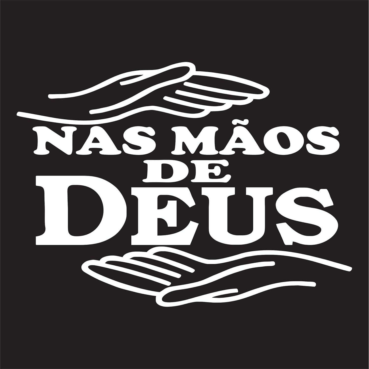 Adesivo Inspirador Nas Mãos de Deus - Símbolo de Fé, Paz e Proteção | Decore Sua Casa ou Veículo com Estilo e Espiritualidade (Branco, 25x18,2 cm)
