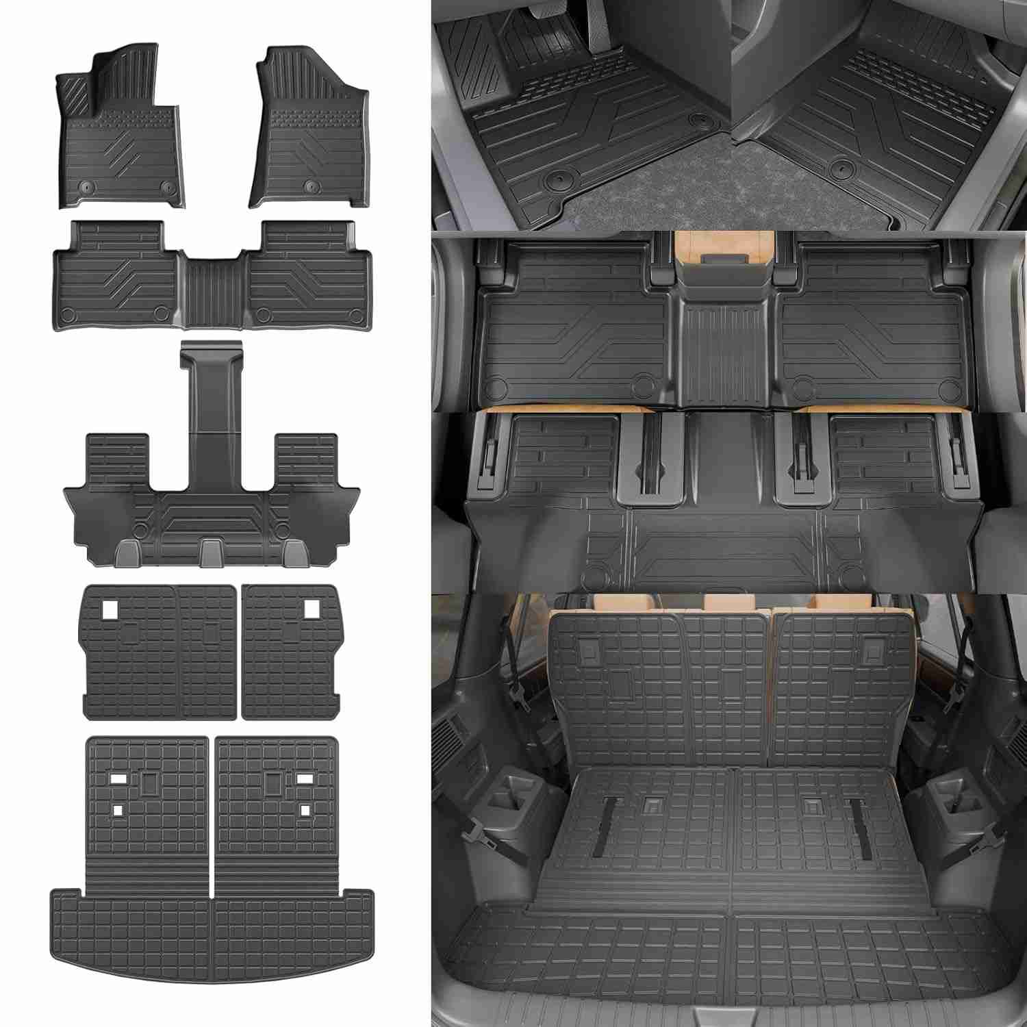 Tapetes de Chão e Porta-Malas Rongtaod para Hyundai Santa Fe 2024-2026 (6/7 Lugares, Gas/Híbrido)