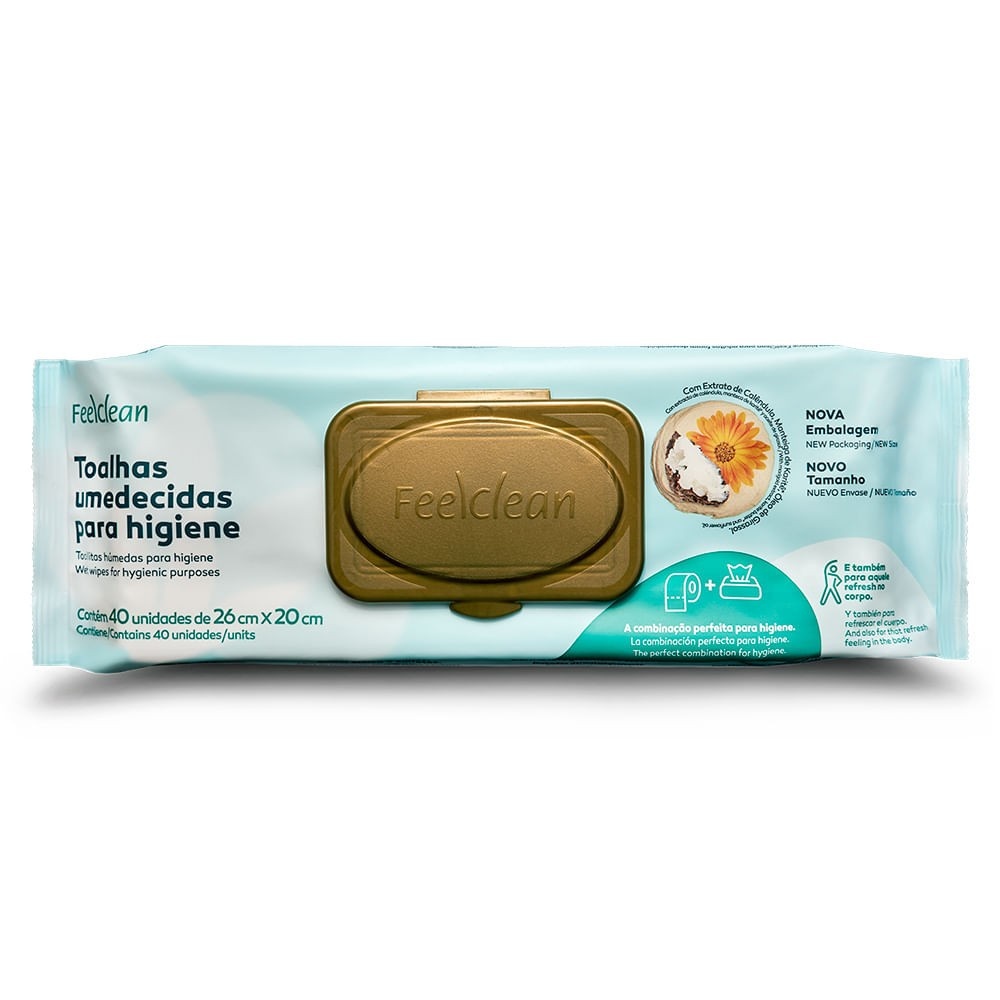 FeelClean: Toalhas Umedecidas para Adultos - 40 Unidades