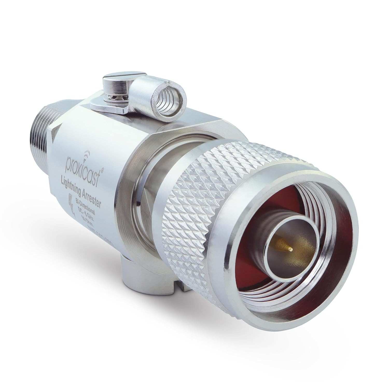 Protetor de Surto Coaxial Proxicast 6GHz (N-Male/N-Female) - Proteção Profissional 230V para Antenas 4G, 5G, Wi-Fi, Helium e Mais (ANT-212-002)