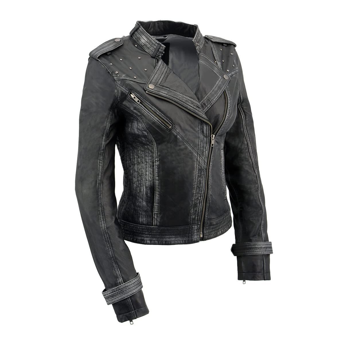 Milwaukee Leather Jaqueta feminina (preta, G)