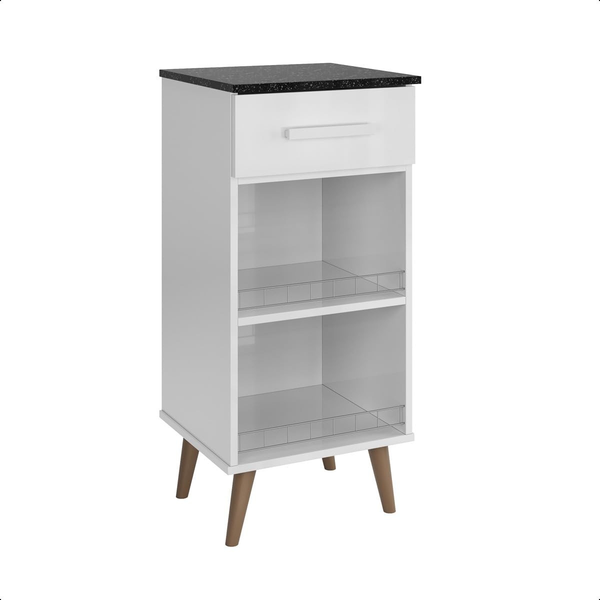 Balcão Fruteira com Suporte para Galão de Água - Armário Fenix com Design Moderno e Pés Antiumidade