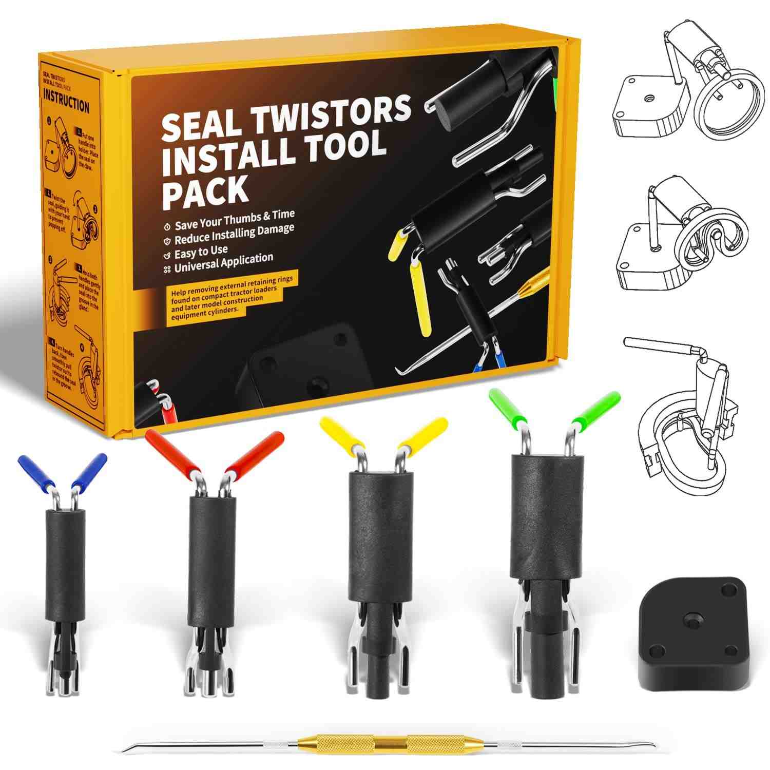 Kit 6 Ferramentas de Instalação de Vedação Hidráulica U-Cup - Instalação Rápida e Segura