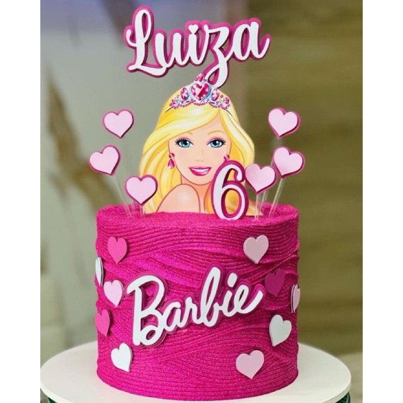 Topo de Bolo Barbie Personalizado para Festa