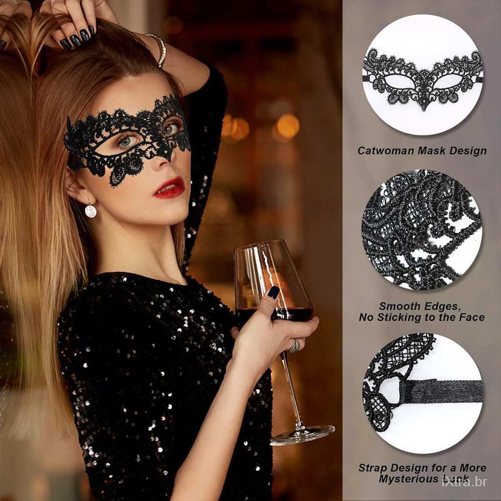 Máscara Gato Renda: Elegância para sua Festa!