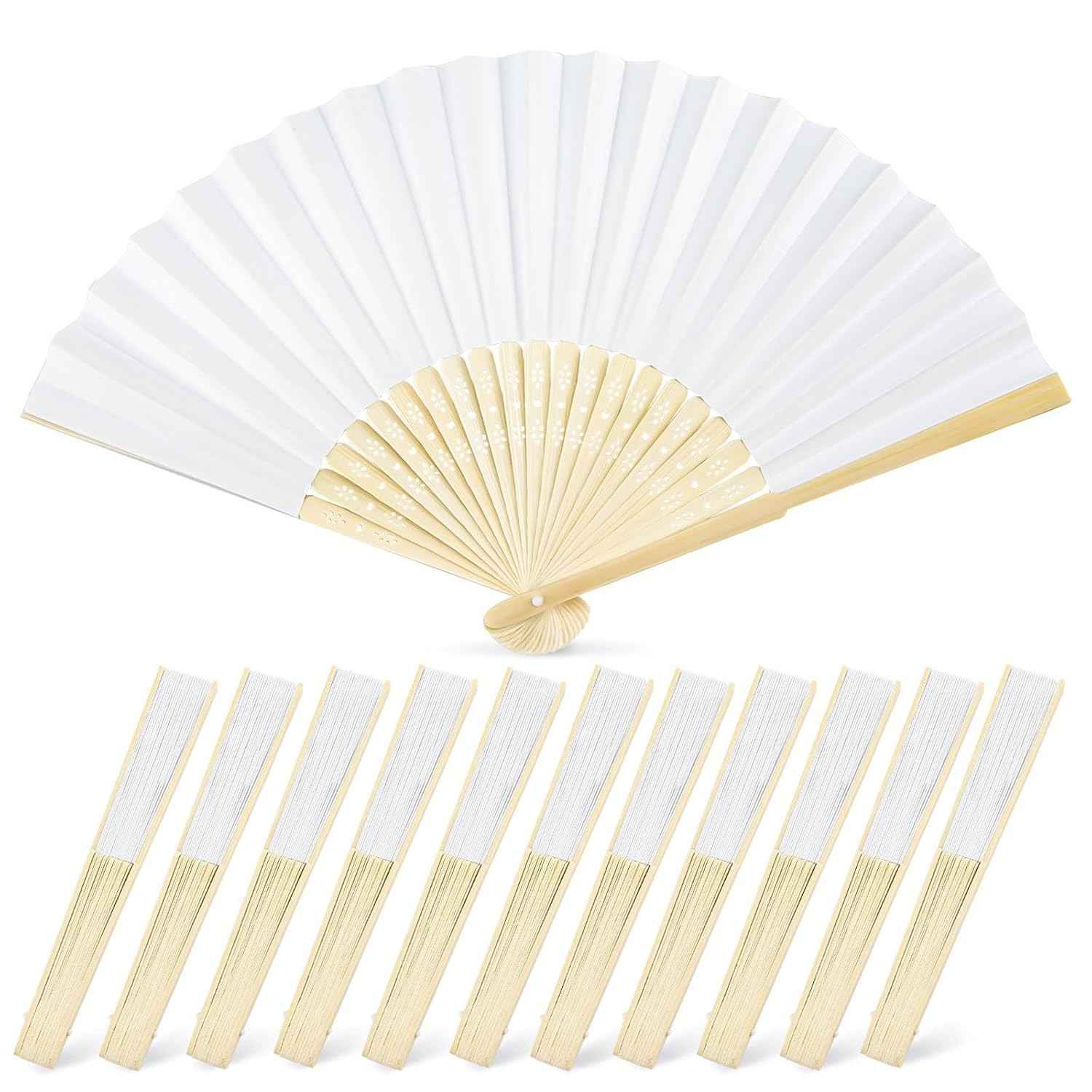 Leques de Papel Dobráveis JOHOUSE 12 Peças | Ventiladores Portáteis Elegantes para Casamentos e Festas